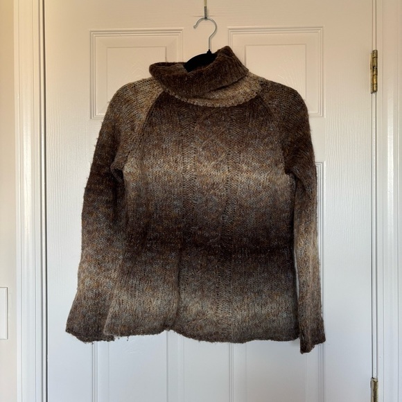 Elisabetta Sweaters - Elisabetta Collection Ombre Cable Knit Brown Tan Turtle Neck Sweater Size Small
